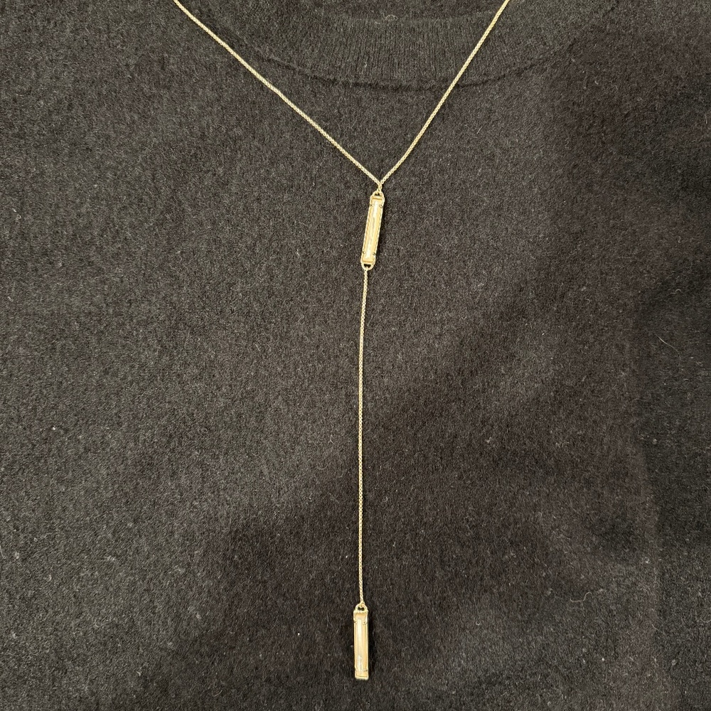 Kendra Scott Lilly Gold/White Iridescent Y Drop Necklace